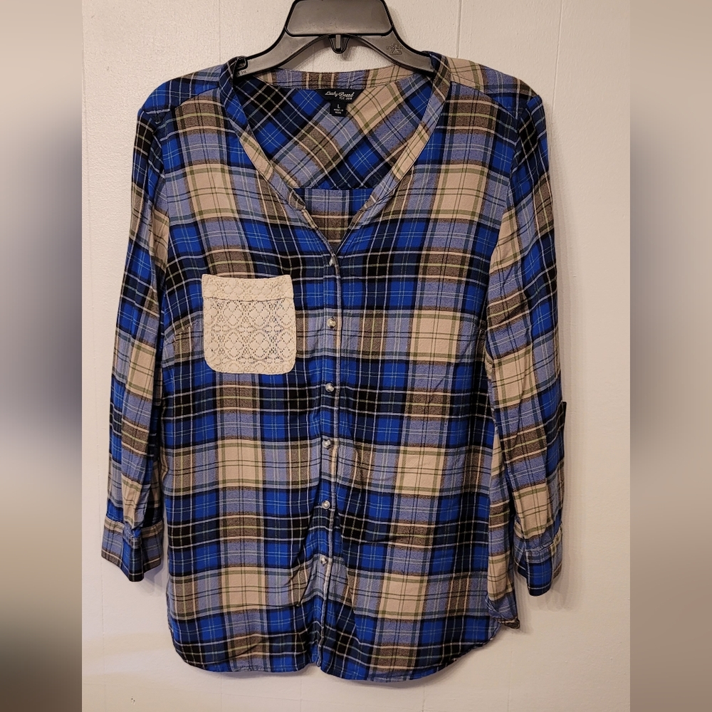 LUCKY BRAND Size Large Plaid Shirt